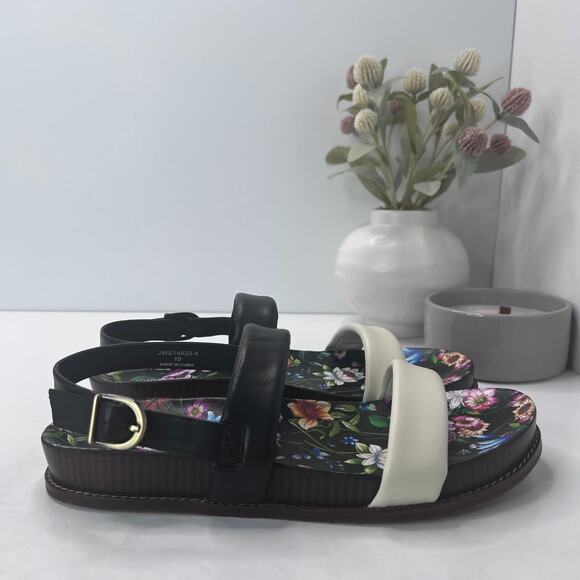 Johnny Was Double Band Leather Sandals Floral Footbed JWS14523-4 Women's 10 NWOB - Picture 4 of 10